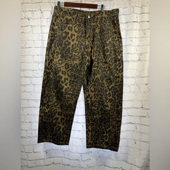 Woman’s Barrel Jean Cheetah Pants - Picture 1 of 7